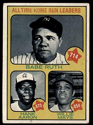 1973 Topps 1 Tüm Zamanların İK Liderleri Hank Aaron / Babe Ruth / Willie Mays (Beyzbol Kartı) İYİ