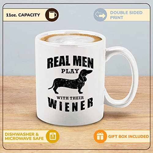 shop4ever ® gerçek erkekler orada wiener seramik kahve kupa komik dachshund weiner köpek baba hediye (siyah saplı