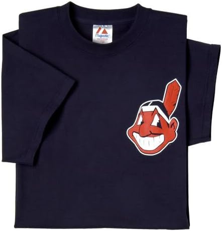 Cleveland Indians (Yetişkin XL) Crewneck MLB Resmi Lisanslı Majestic beyzbol birinci ligi Çoğaltma T-Shirt Forması