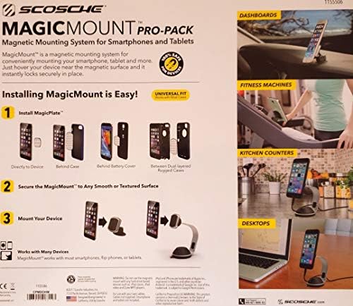SCOSCHE MagicMount Pro-Pack Akıllı Telefonlar ve Tabletler için Evrensel Uyum Manyetik Montaj Sistemi
