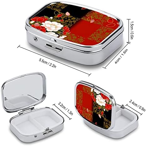 Hap Kutusu Japon Çiçekler Kare Şeklinde İlaç tablet kılıfı Taşınabilir Pillbox Vitamin Konteyner Organizatör Hap Tutucu