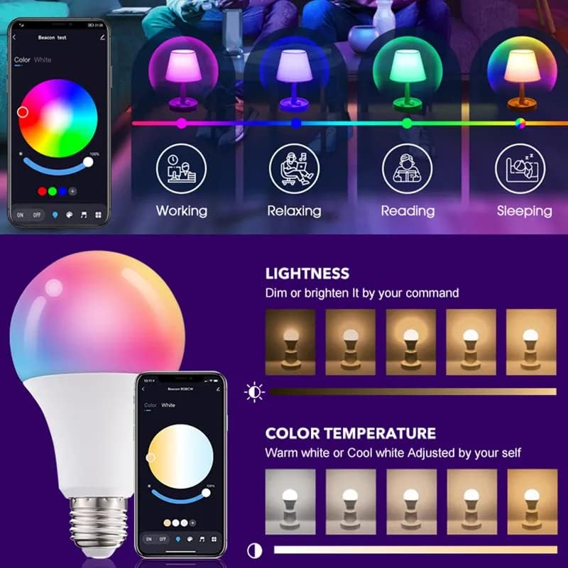 Akıllı Led Ampul lamba Bluetooth RGB çok renkli, E26, E27, B22