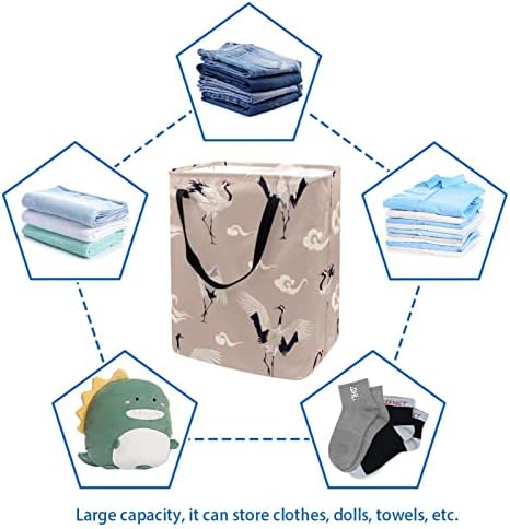 Vinçler ve Bulutlar Baskı Katlanabilir çamaşır sepeti, 60L Su Geçirmez çamaşır sepetleri çamaşır Kutusu Giysi Oyuncak
