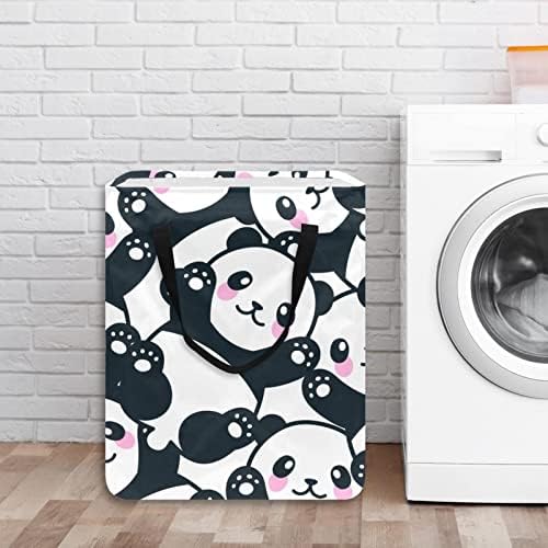 Dikişsiz Sevimli Panda Baskı Katlanabilir çamaşır sepeti, 60L Su Geçirmez çamaşır sepetleri Çamaşır Kutusu Giysi Oyuncak