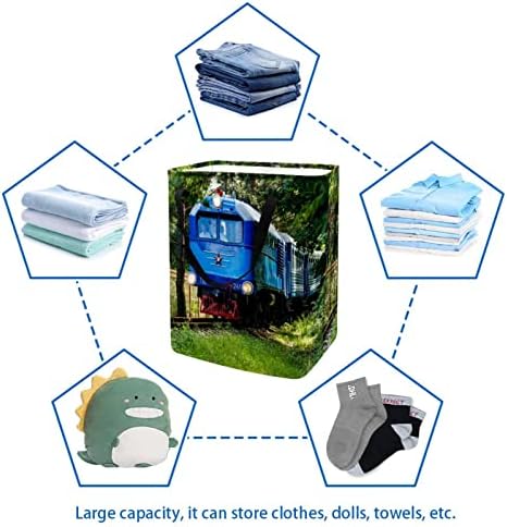 Lokomotif Tren Vintage Baskı Katlanabilir çamaşır sepeti, 60L Su Geçirmez çamaşır sepetleri Çamaşır Kutusu Giysi Oyuncak