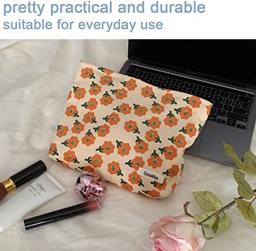 Docutca Kadınlar için Kozmetik Çantaları Küçük Kadife Çiçek Makyaj Çantası Tuvalet Makyaj fermuarlı kese Kızlar için