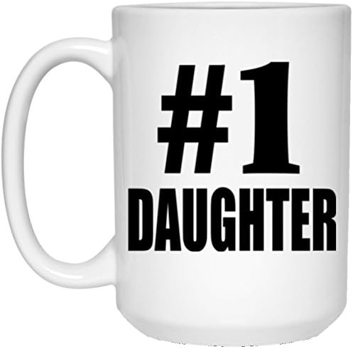 Designsify Numarası Bir 1 Kızı, 15 oz Beyaz Kahve Kupa Seramik Çay-Fincan Drinkware ile Kolu, hediyeler için Doğum