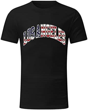 HDDK 4th Temmuz Vatansever T-Shirt Mens Kısa Kollu ABD Bayrağı Mektubu Baskı Crewneck Tee Üstleri Yaz Rahat Gömlek
