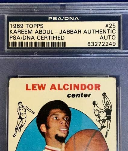 Kareem Abdul Jabbar İmzalı 1969 Topps Çaylak Kartı 25 Lew Alcindor-PSA Slabbed-Basketbol Slabbed Çaylak Kartları