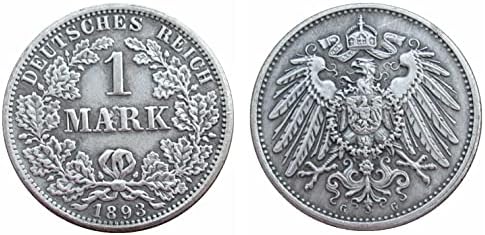 Alman 1 Mark 1893 ADEFGJ Yabancı Çoğaltma Gümüş Kaplama hatıra parası