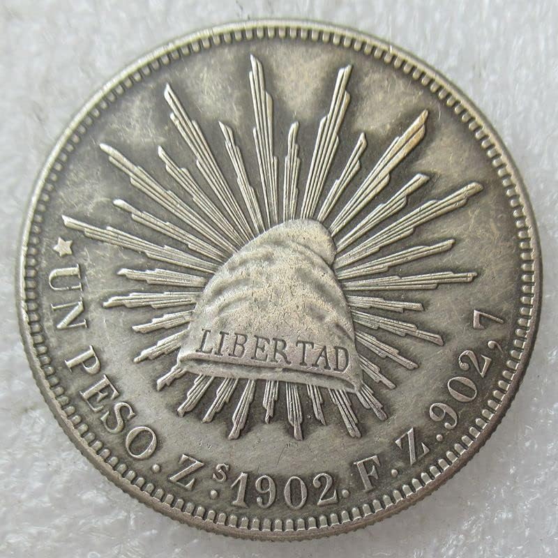Meksika Gümüş Dolar 1 Peso Yıl (1899-1909) Dış Kopya Gümüş Kaplama hatıra parası