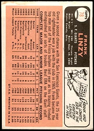 1966 Topps 78 Frank Linzy San Francisco Devleri (Beyzbol Kartı) İYİ Devler
