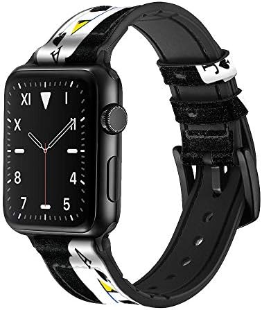 CA0145 Poker Kraliyet Düz Gömme Deri ve Silikon kordon akıllı saat Kayışı Apple Watch iWatch için Boyutu 42mm/44mm/45mm