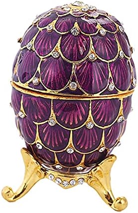 Mücevher Kutusu Kristal Çivili Menteşeli Yumurta Şekilli Biblo Kutusu Yüzük Kolye Hediye kutu tutucu Koleksiyonu Depolama