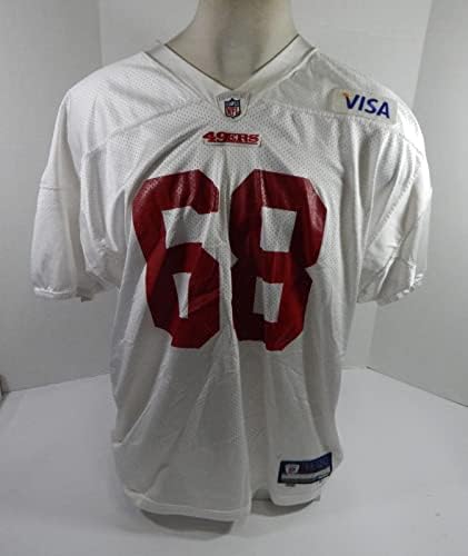 2009 San Francisco 49ers Adam Snyder 68 Oyun Kullanılmış Beyaz Antrenman Forması 3XL 42-İmzasız NFL Oyun Kullanılmış