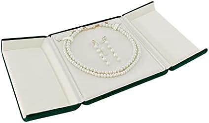 Lüks Premium Sınıf Büyük Mücevher Kutusu Yeşil kadife kutu Saklama Ambalajı Büyük Kolye ve küpe seti İnci Teller (Takı
