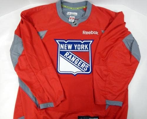 New York Rangers Boş Oyun Verilen Kırmızı Antrenman Forması Reebok 56 DP40447 - Oyun Kullanılmış NHL Formaları