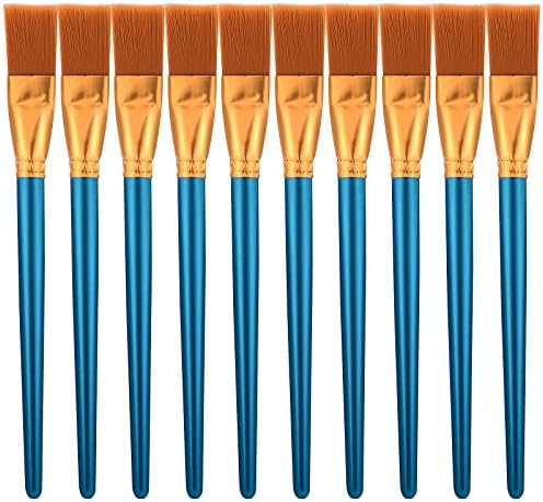 Akrilik Boya için 10 Adet Boya Fırçası, Naylon Boya Fırçaları Sanatçılar için 1 inç Genişliğinde Düz Boya Fırçası