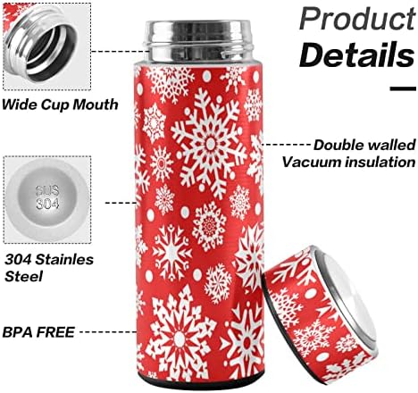 CaTaKu Kırmızı Kar Taneleri Sevimli Su Şişesi Yalıtımlı 16 oz Paslanmaz Çelik Şişe Termos Şişe Kahve Su İçecek Kullanımlık