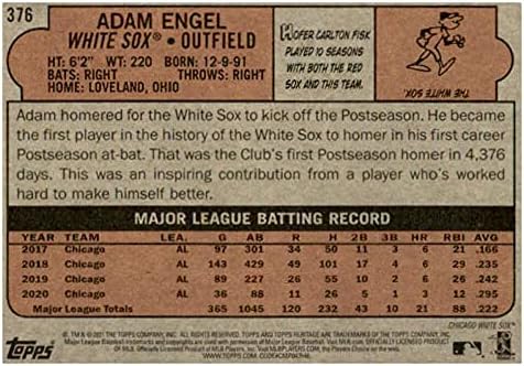 2021 Topps Mirası 376 Adam Engel Chicago White Sox Beyzbol Kartı