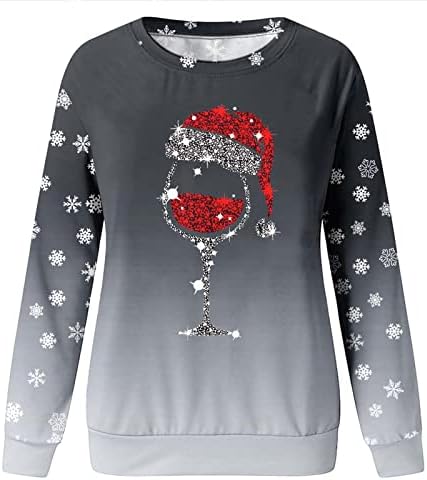 Zpervoba Noel Tişörtü Kadınlar için Komik Noel Ren Geyiği Baskı Uzun Kollu Gömlek Yenilik Crewneck Çirkin noel kazağı