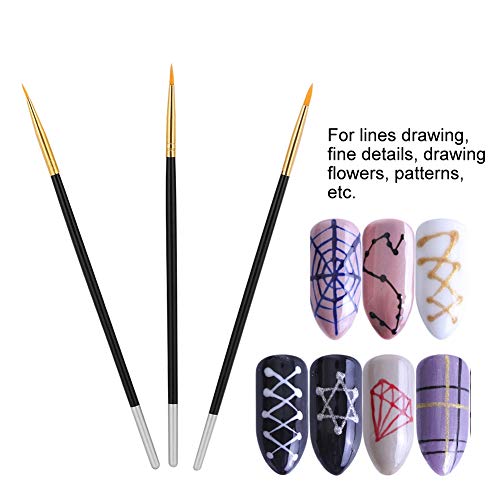 Cimenn 3 adet Nail Art Çizim Hattı Fırça Oyma Boyama Kalem Tırnak DIY Manikür Aracı