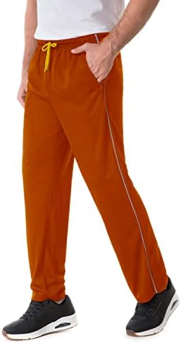 Erkek Sweatpants Rahat Gevşek Fit Yansıtıcı Çizgili koşucu pantolonu Elastik Bel İpli Kapatma Fermuarlı Cepler ile