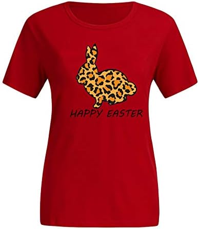 CGGMVCG Paskalya T-Shirt Kadınlar için Bayanlar TopsEaster Baskı Kısa Kollu Bluzlar Gömlek Sevimli Paskalya Gömlek