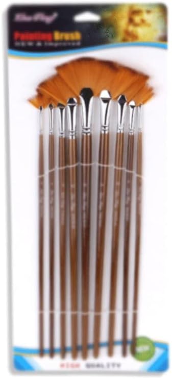 SDFGH 9-Pack Sanatçı Fırça Seti Naylon Ahşap Uzun Saplı Boya Fırçaları Akrilik Suluboya Yağlıboya (Renk: A, Boyut