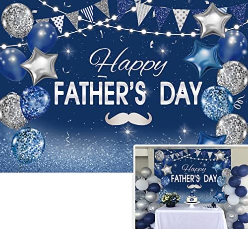 Mavi Gümüş Mutlu Babalar Günü Arka Plan Seviyorum Baba Glitter Balonlar Yıldız Dekorasyon Teşekkür Ederim Baba Parti