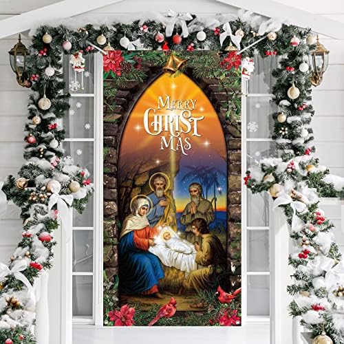 Tatuo Noel Dekorasyon Açık Noel Dini Kapı Kapak Kutsal Doğuş Ön Kapı Asılı Zemin Noel Fotoğrafçılığı Arka Plan için