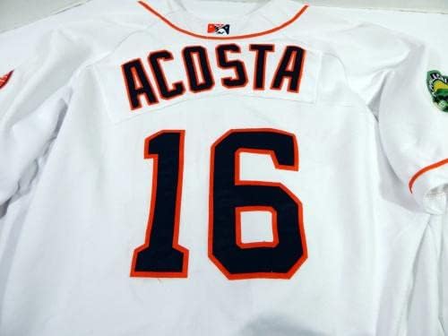 2017 Greeneville Astros Yhoan Acosta 16 Oyun Kullanılmış Beyaz Forma 081 - Oyun Kullanılmış MLB Formaları