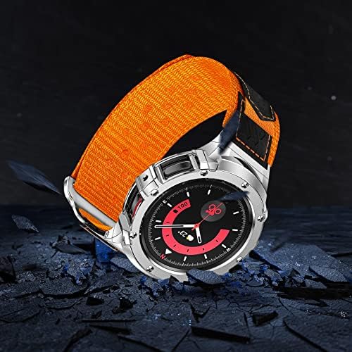 Haslfm Paslanmaz Çelik Kasa Galaxy Watch 5 Pro Band 45mm ile uyumlu, Sağlam Örgülü Naylon Velcro Kayış ve Erkekler