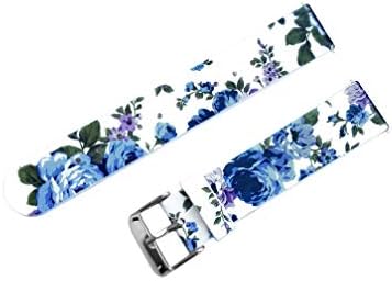 NİCKSTON Çiçek FL-2 Mavi Güller Bant ile Uyumlu Garmin Yaklaşım S12 ve S42 Akıllı Saatler Zarif Yumuşak Deri Kayış