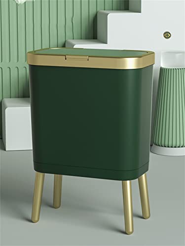 WENLII 15L Altın çöp tenekesi Mutfak Banyo için Dört Ayaklı Yüksek Ayak İtme Tipi Plastik Dar çöp tenekesi kapaklı