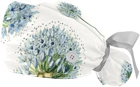 2 Paket Elle Çizilmiş Karahindiba Çiçek çalışma Kapağı Düğmeleri ve Ter Bandı Ayarlanabilir Kravat Geri Kabarık Şapkalar