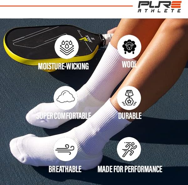 Tenis ve Pickleball Performansı için Saf Atlet Pickleball Çorap Mürettebat Yastıklı Anti Blister Çorap