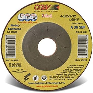 4-1 / 2 x 3/32 x 7/8 CGW 3'ü 1 arada Paslanmaz Çelik için Kesme Taşlama Diski (5)