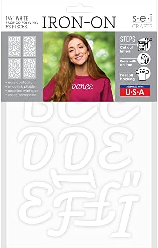 S. E. I. 1.75-inç demir-on T-Shirt harfler, Pacifico mektup polivinil ısı transferleri, beyaz