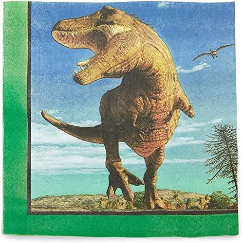 Çocuklar Dinozor Doğum Günü Partisi için T-Rex Kağıt Peçeteler (6,5 x 6,5 inç, 150 Paket)
