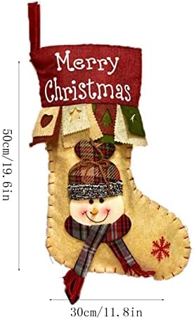 LXBNKY Noel Büyük Çorap Ekose Peluş Manşet Çorap Dekor hediye çantası