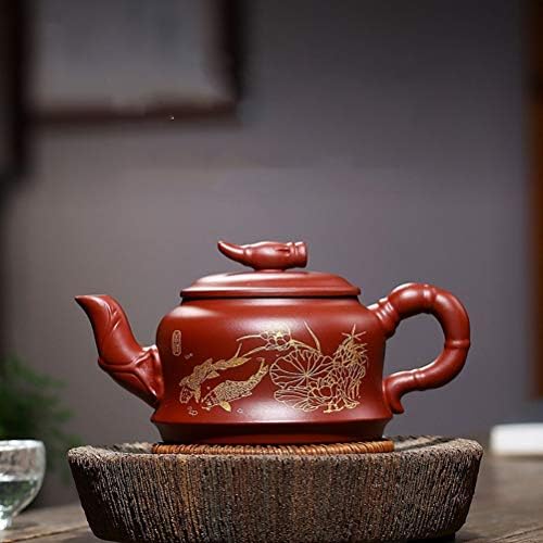 WİONC demlik mor kil demlik su ısıtıcısı ham cevher el yapımı Butik çay seti 280 ml Kung Fu çay (Renk: 1 pot 4 bardak)