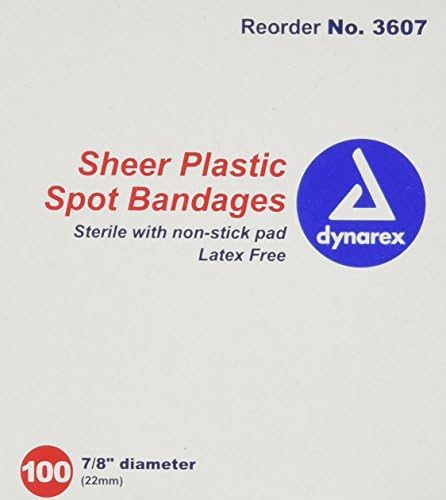 Steril Dynarex Yuvarlak Nokta Bandajları, Şeffaf Plastik 7/8 100'lü kutu