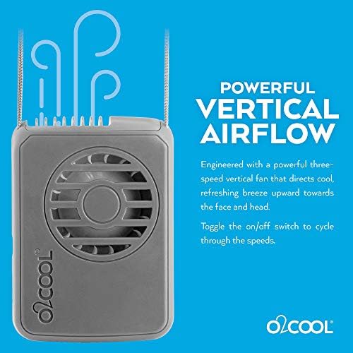 O2COOL Şarj Edilebilir Kolye Fanı-Ayarlanabilir Kordon ile Taşınabilir Asılı Boyun Fanı-3 Hızlı Dikey Hava Akışı-Mikro
