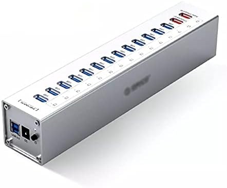 SBSNH Alüminyum 13 Port Çok USB3. 0 HUB Splitter ile 12 V/5A Bağımsız Güç Kaynağı 2 Şarj portu