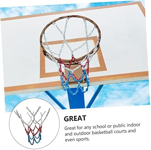 INOOMP 1 adet Zincir basketbol potası ağı Metal basketbol potası ağı Açık Basketbol Çelik basketbol potası ağı basketbol