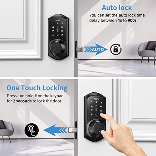 TEEHO Akıllı Kilit-Parmak İzi Kapı Kilidi-Tuş Takımı ile 5-in-1 Anahtarsız Giriş Kapı Kilidi-Bluetooth ve APP Kontrolü-Kolay