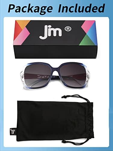 JM Bifokal Okuma Güneş Gözlüğü, Büyük Boy Güneş Okuyucu Gözlük Kadınlar için UV Koruma Açık Açık Mavi +2.25