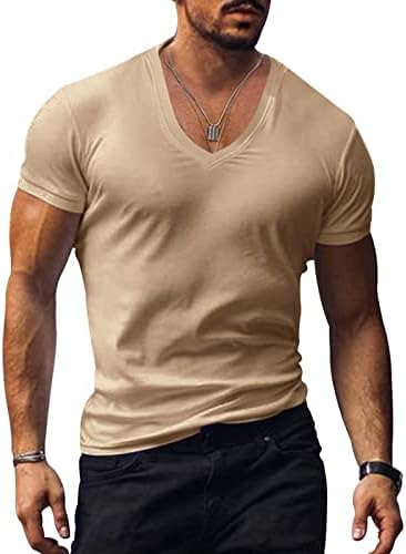 Kas erkek V Boyun Gömlek Casual Kısa Kollu Spor Atletik T Shirt Moda Tee Üst Egzersiz Vücut Geliştirme Gömlek