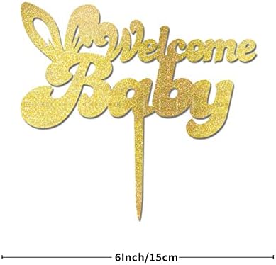 Gebelik Duyuru Kek Topper Glitter Altın Karşılama Bebek Kek Topper Yeni Bebek Gebelik Duyuru Süslemeleri Özel Bebek